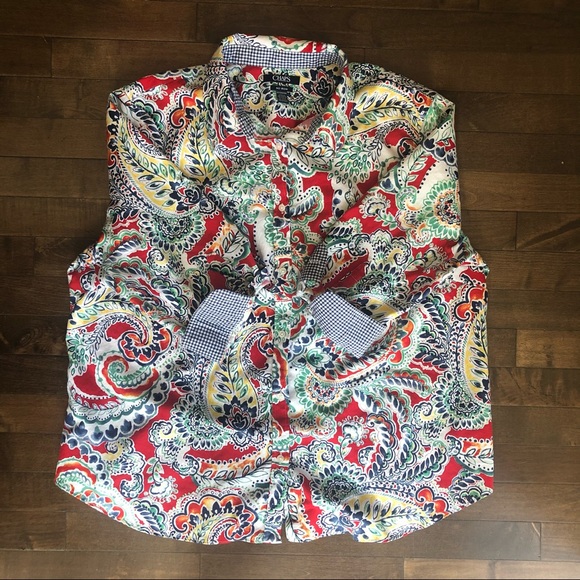 Chaps Multi-Color Paisley Print No Iron Shirt Size 2X - Picture 3 of 11
